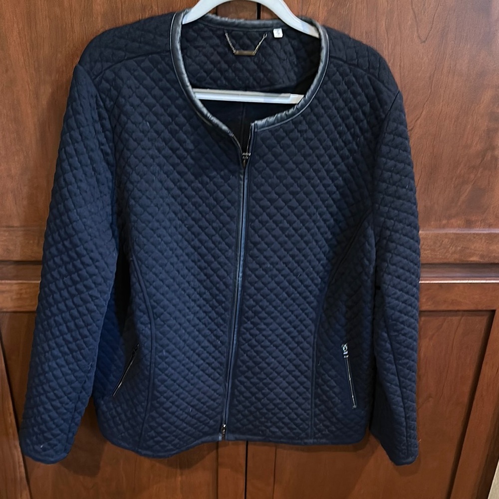 Chico's Black Puffer Jacket with Quilted Design